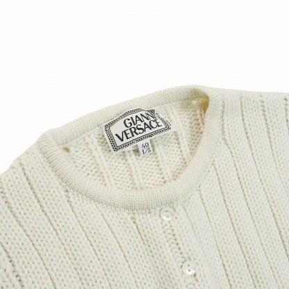 Versace Gianni Mink Knit Cardigan Top Long Sleeve White 40