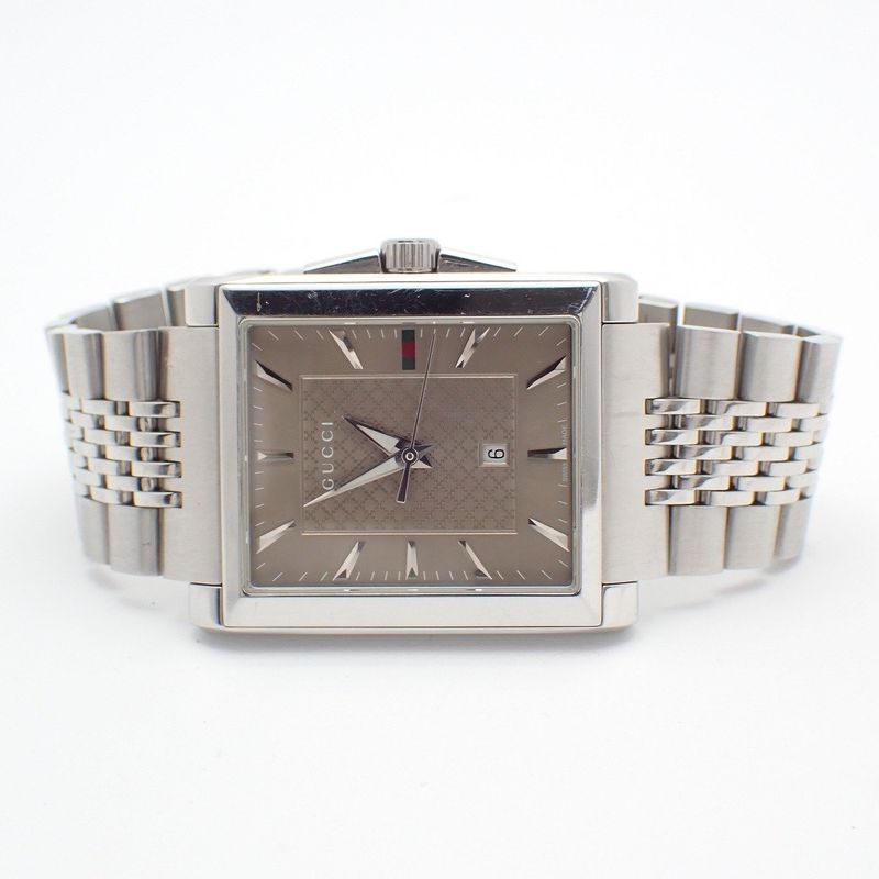 Gucci Timeless Rectangle Quartz Watch Brown Dial SS
