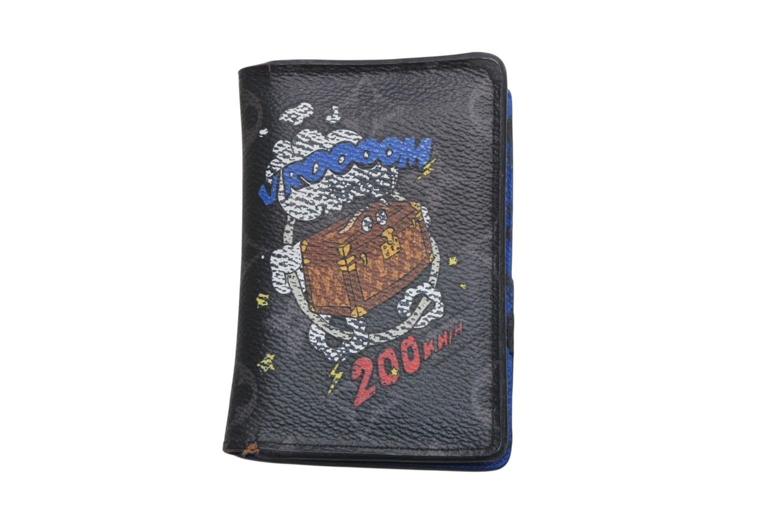 Louis Vuitton Monogram Eclipse Pocket Organizer Card Case Black Blue Leather