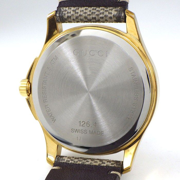 Gucci Watch Timeless 126.4 Eye Motif Beige Brown GG Supreme Dial SS
