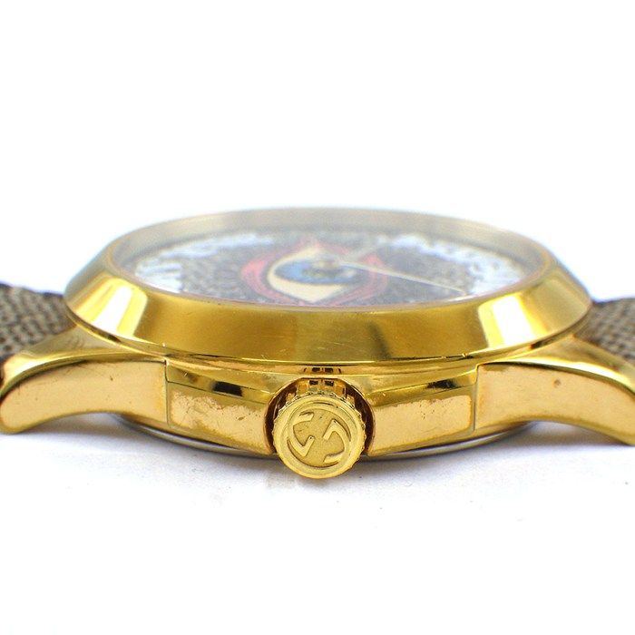 Gucci Watch Timeless 126.4 Eye Motif Beige Brown GG Supreme Dial SS