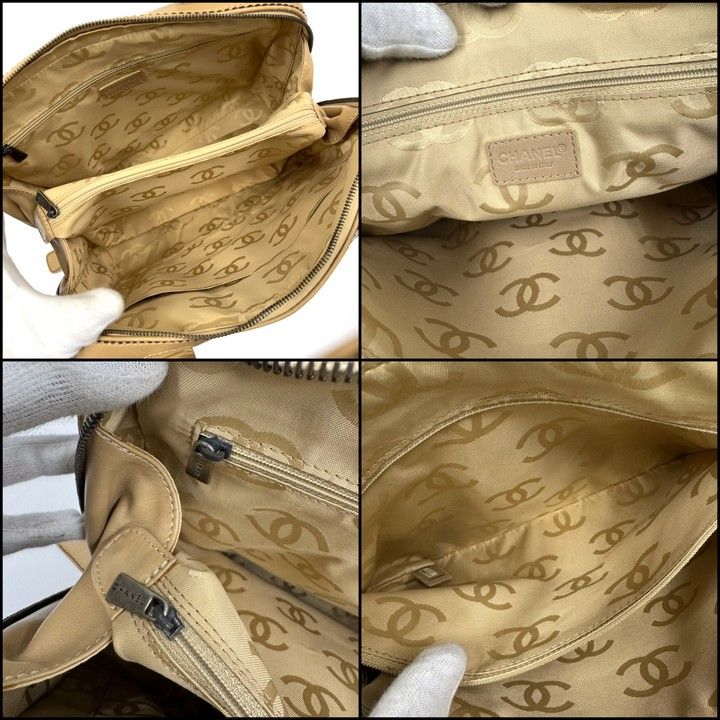 Chanel Shoulder Bag Wild Stitch Beige Brown Leather Gold Stitching