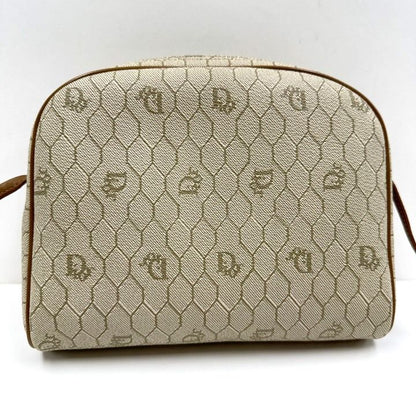 Dior Honeycomb Shoulder Bag Leather Gray Brown Gold