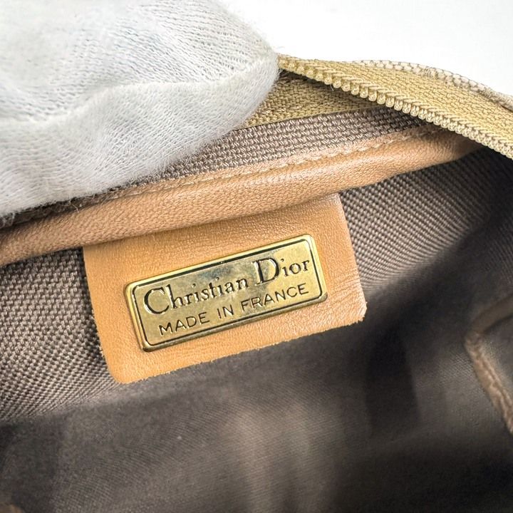 Dior Honeycomb Shoulder Bag Leather Gray Brown Gold