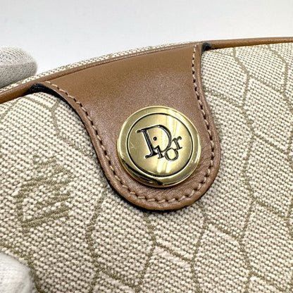 Dior Honeycomb Shoulder Bag Leather Gray Brown Gold