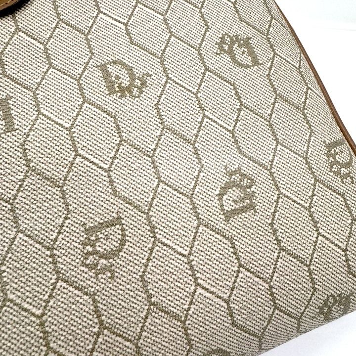 Dior Honeycomb Shoulder Bag Leather Gray Brown Gold