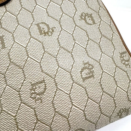 Dior Honeycomb Shoulder Bag Leather Gray Brown Gold