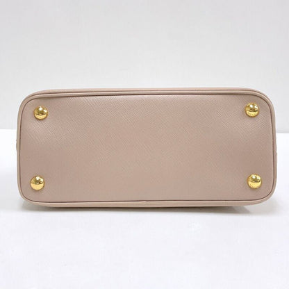 Prada 2-Way Handbag Leather Beige Gold