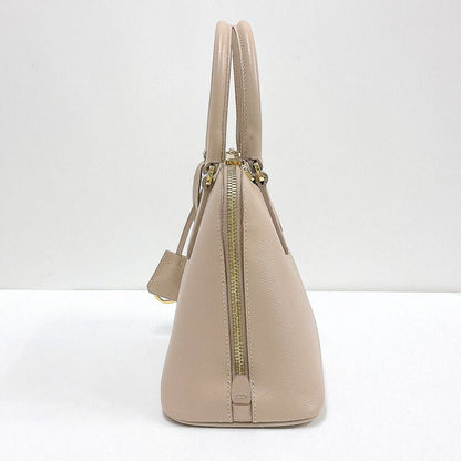 Prada 2-Way Handbag Leather Beige Gold