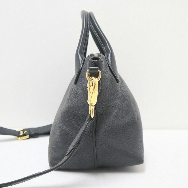 Prada 2-Way Shoulder Bag Leather Black Gold