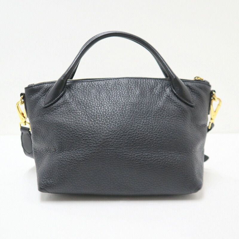 Prada 2-Way Shoulder Bag Leather Black Gold