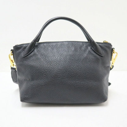 Prada 2-Way Shoulder Bag Leather Black Gold