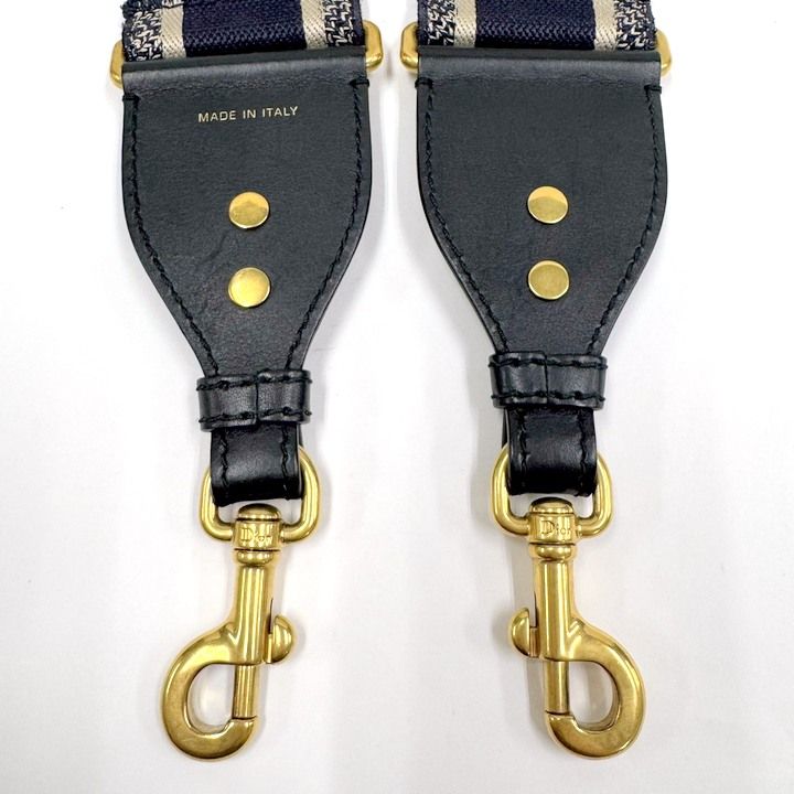 Dior Cdior Shoulder Strap Logo Embroidery Canvas Leather Navy