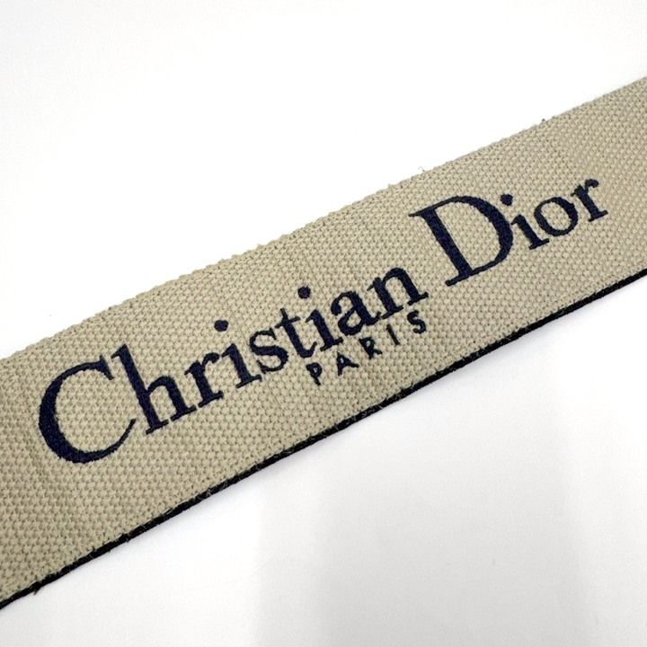 Dior Cdior Shoulder Strap Logo Embroidery Canvas Leather Navy
