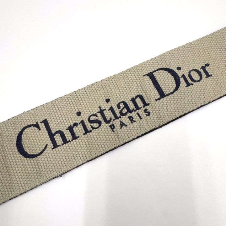 Dior Cdior Shoulder Strap Logo Embroidery Canvas Leather Navy