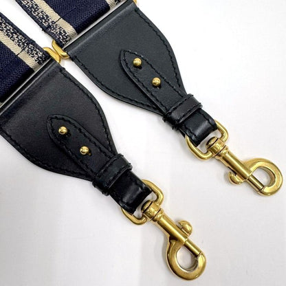 Dior Cdior Shoulder Strap Logo Embroidery Canvas Leather Navy