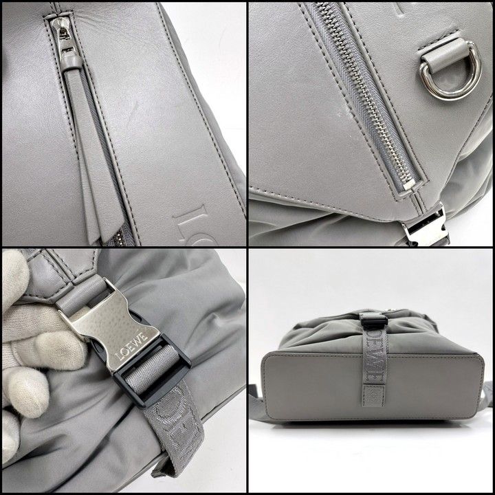 Loewe Convertible Backpack Small Nylon Calf Gray