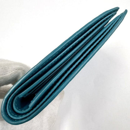 Bottega Veneta Debossed Intrecciato Bifold Billfold Turquoise Blue
