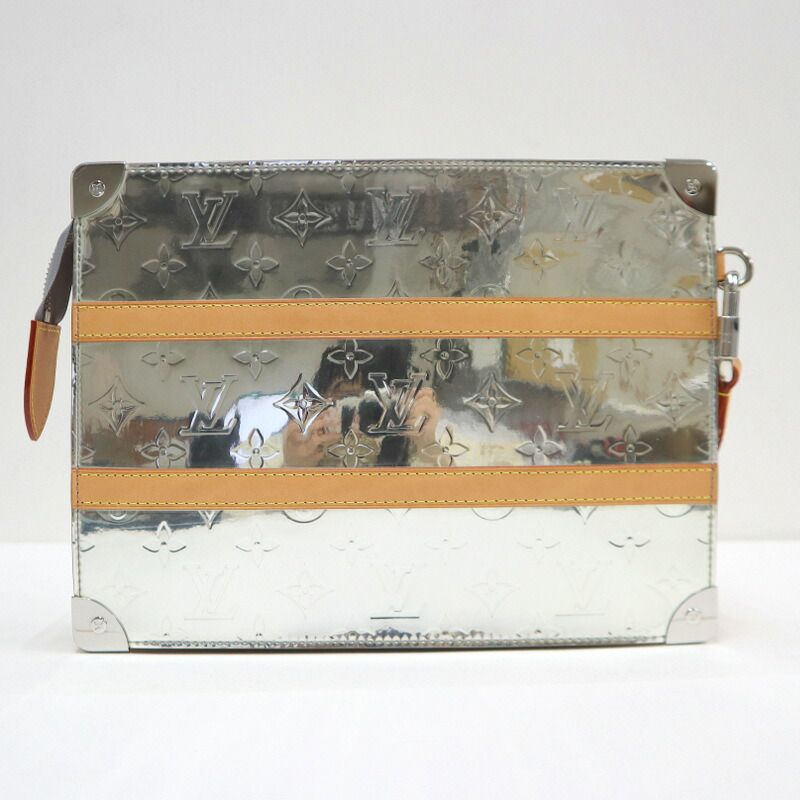 Louis Vuitton Trunk Pochette Second Bag Monogram Mirror :silver