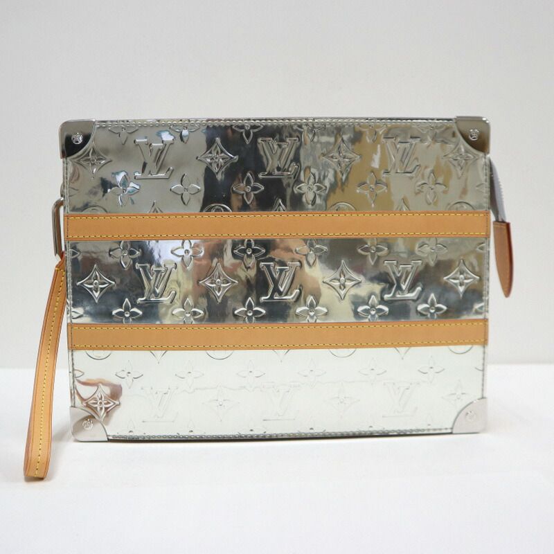 Louis Vuitton Trunk Pochette Second Bag Monogram Mirror :silver