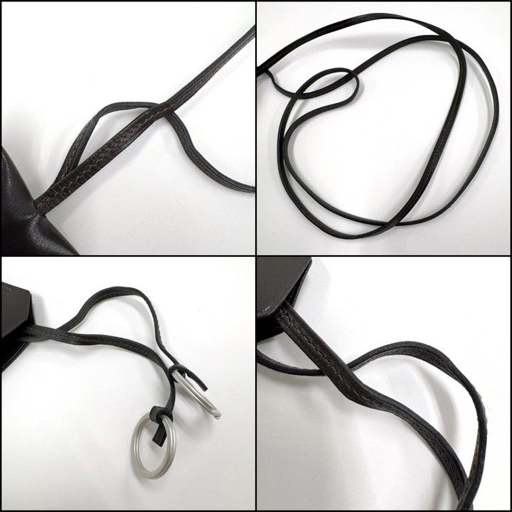 Hermes Clochette Key Ring Charm Dark Brown Silver Dark X