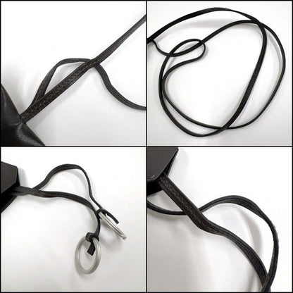 Hermes Clochette Key Ring Charm Dark Brown Silver Dark X