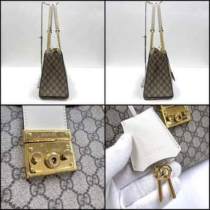 Gucci Padlock GG Chain Shoulder Bag Supreme Beige White