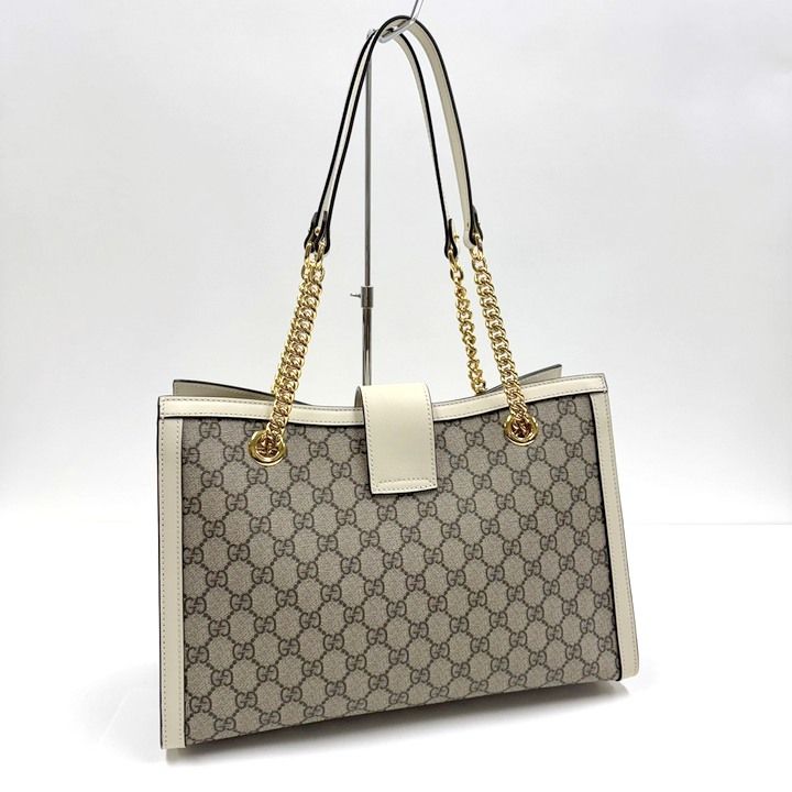 Gucci Padlock GG Chain Shoulder Bag Supreme Beige White