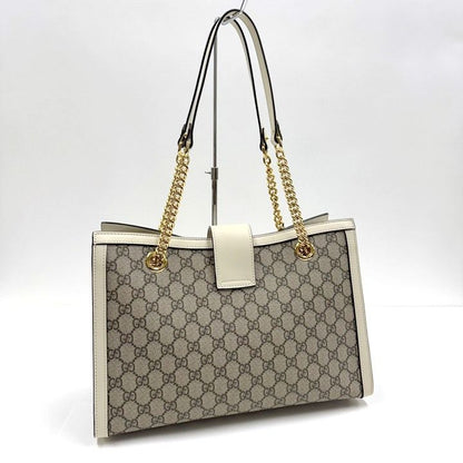 Gucci Padlock GG Chain Shoulder Bag Supreme Beige White