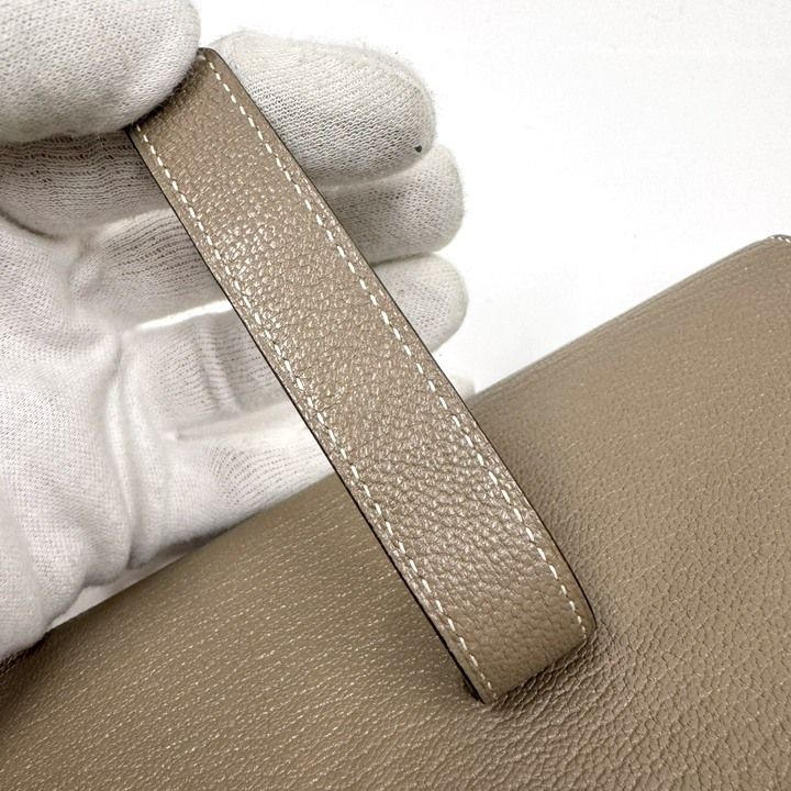 Hermes Bearn Souffle Bifold Wallet Chevre Etoupe Silver :etoupe