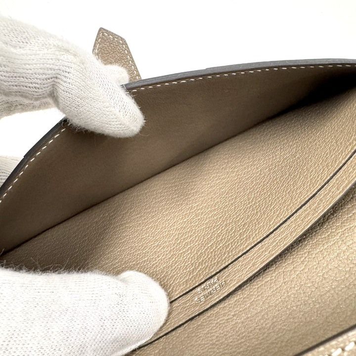 Hermes Bearn Souffle Bifold Wallet Chevre Etoupe Silver :etoupe