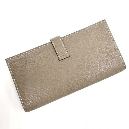 Hermes Bearn Souffle Bifold Wallet Chevre Etoupe Silver :etoupe