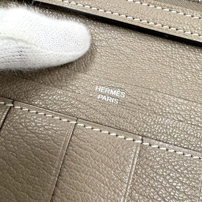 Hermes Bearn Souffle Bifold Wallet Chevre Etoupe Silver :etoupe