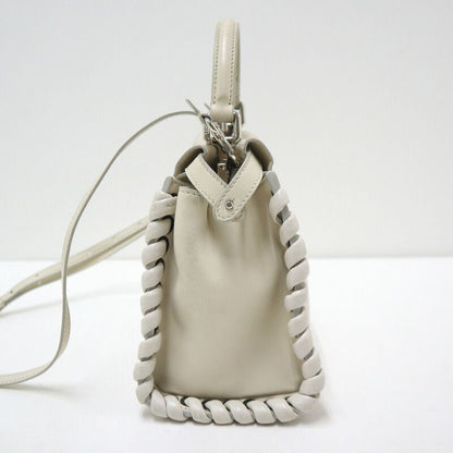 Fendi Peekaboo Mini 2-Way Shoulder Bag White Silver Leather
