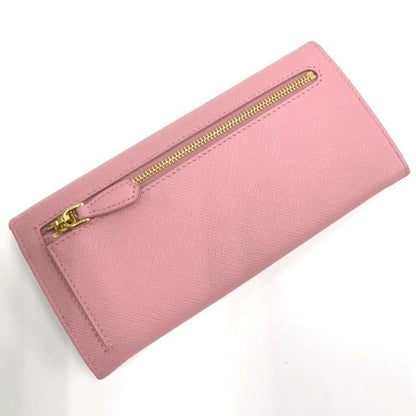 Prada Wallet with Pass Case Saffiano Leather Pink Gold