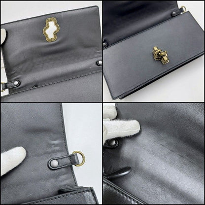 Bottega Veneta Clutch Knot Shoulder Bag Black Vintage Gigold Leather
