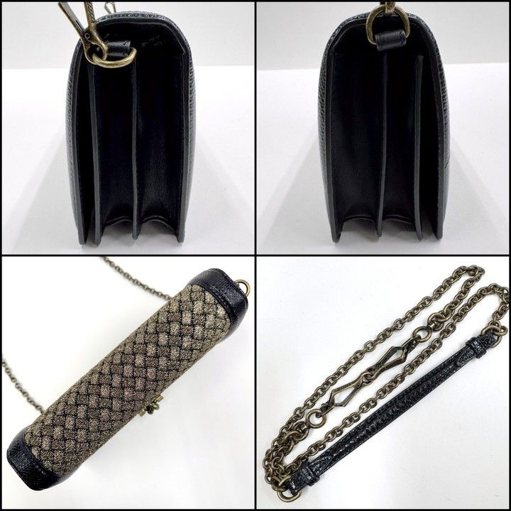 Bottega Veneta Clutch Knot Shoulder Bag Black Vintage Gigold Leather