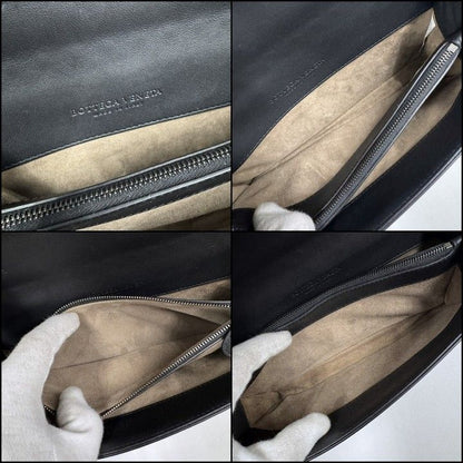 Bottega Veneta Clutch Knot Shoulder Bag Black Vintage Gigold Leather