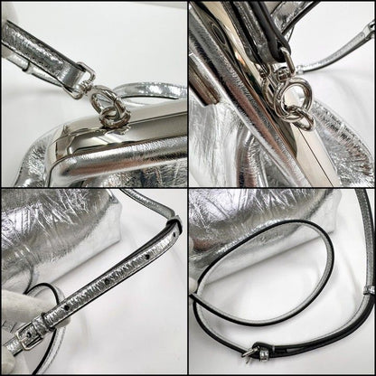Fendi Fast Small 2-Way Shoulder Bag Silver Leather :silver