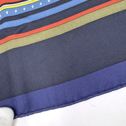Hermes Carre 90 Scarf Sequences Silk Blue Navy :blue Navy- Multicolor