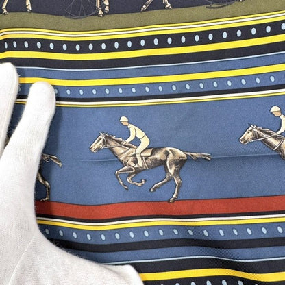 Hermes Carre 90 Scarf Sequences Silk Blue Navy :blue Navy- Multicolor