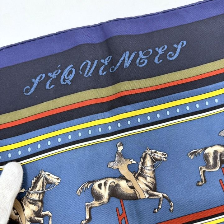Hermes Carre 90 Scarf Sequences Silk Blue Navy :blue Navy- Multicolor