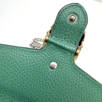 Gucci Dionysus Chain Wallet Leather Green Silver