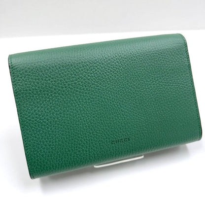 Gucci Dionysus Chain Wallet Leather Green Silver