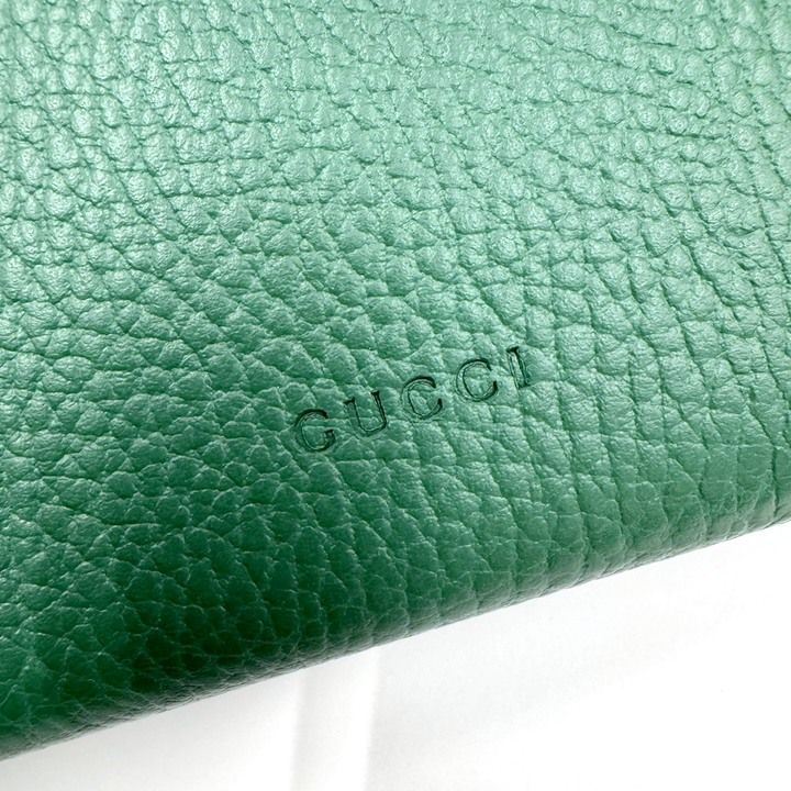 Gucci Dionysus Chain Wallet Leather Green Silver