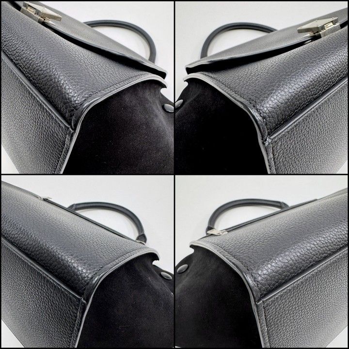 Celine Trapeze Small 2-Way Bag Black Silver Leather