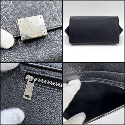 Celine Trapeze Small 2-Way Bag Black Silver Leather