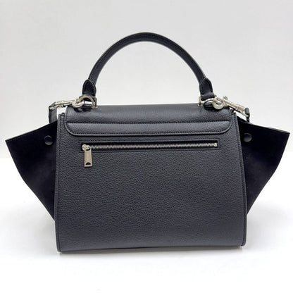 Celine Trapeze Small 2-Way Bag Black Silver Leather