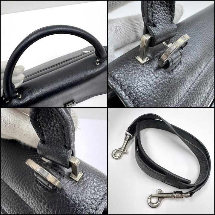 Celine Trapeze Small 2-Way Bag Black Silver Leather