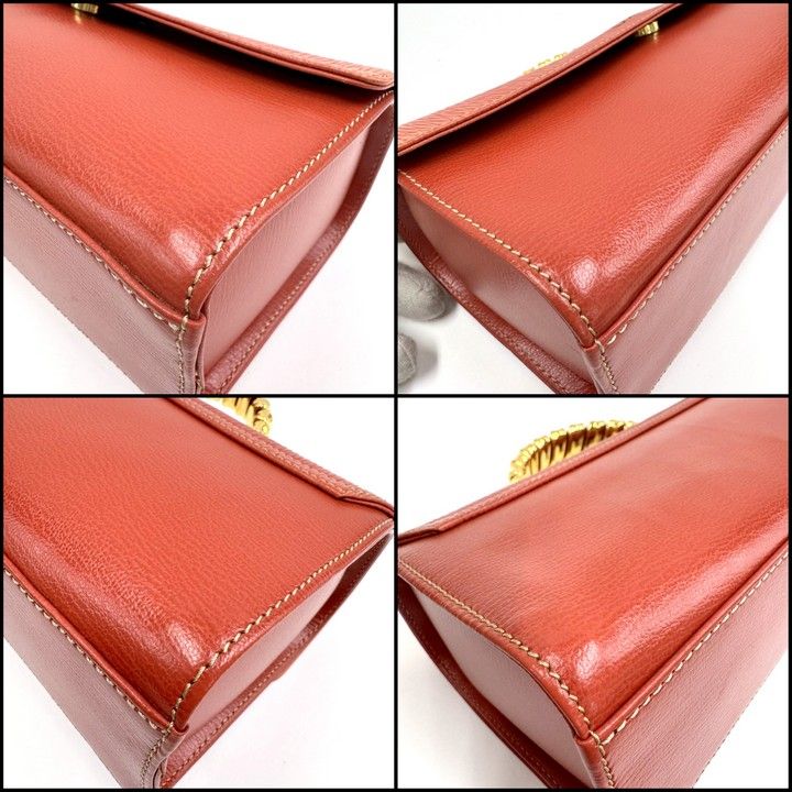 Loewe Velazquez Handbag with Handle Leather Orange Gold :orange